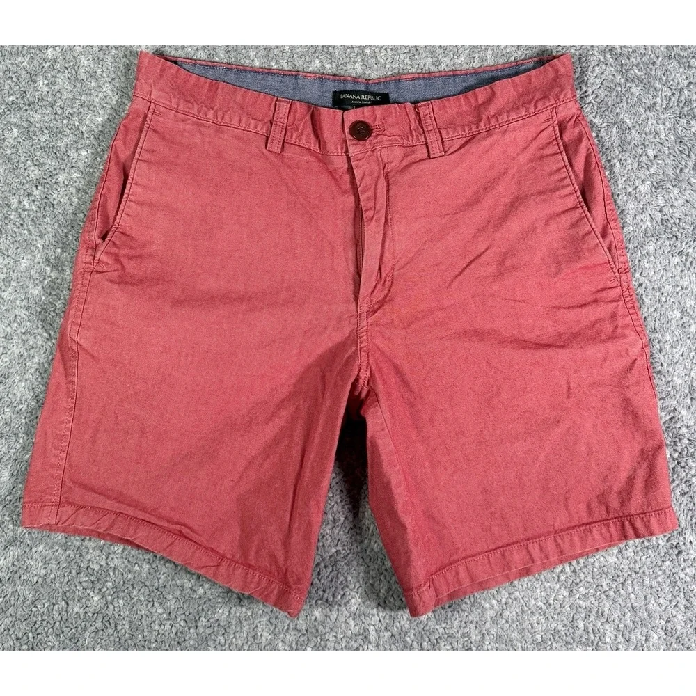 Banana Republic Aiden Shorts Red Salmon Men's Size 30 Cotton Stretch Preppy 7